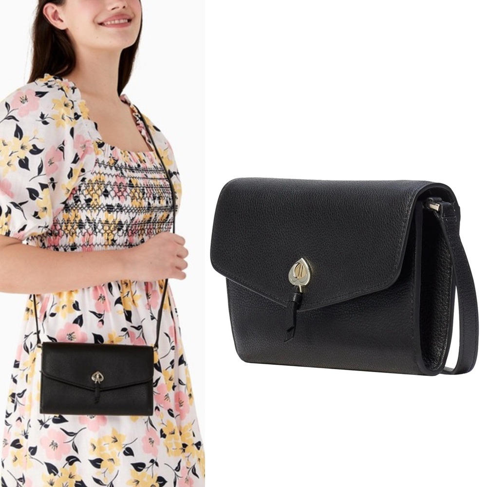 NEW! Kate Spade Black Pebbled Leather Marti Crossbody Bag
